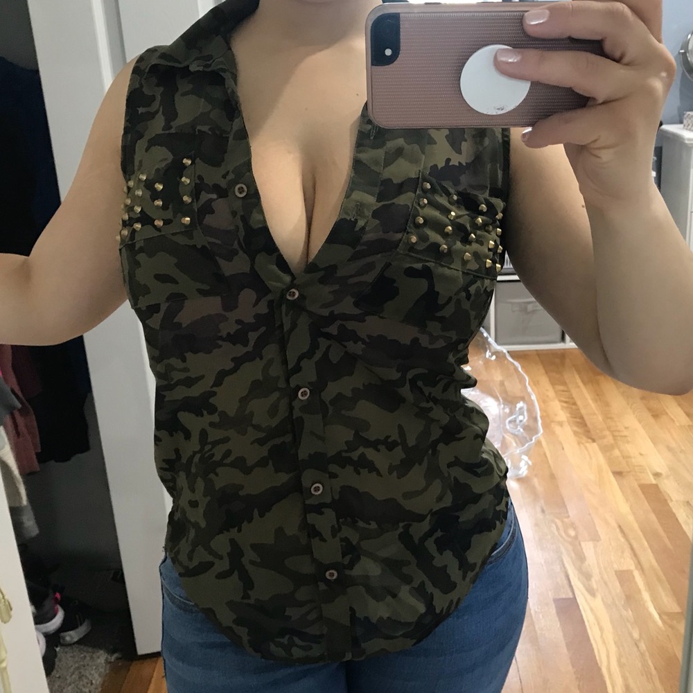 Camo button up tank